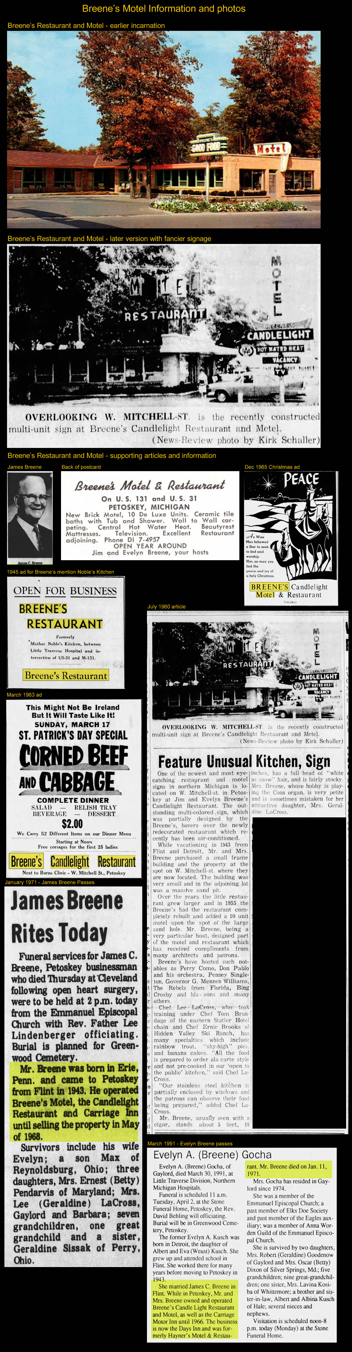 Breenes Candelight Restaurant and Motel - Breenes Historical Information